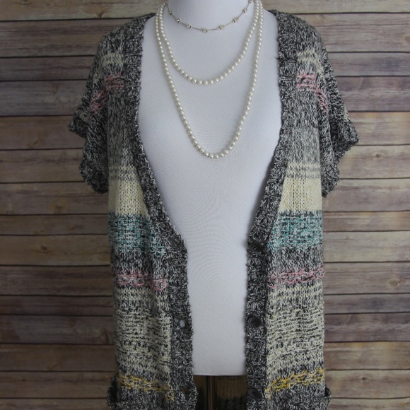 MAURICES Multi-Color Striped Short-Sleeve Cardigan - Picture 7 of 8